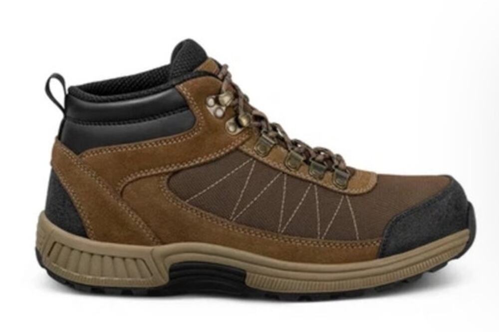 OrthoFeet Mens Hunter Cushioned 489 Hiking Brown Leather Boots Size 11.5 Wide